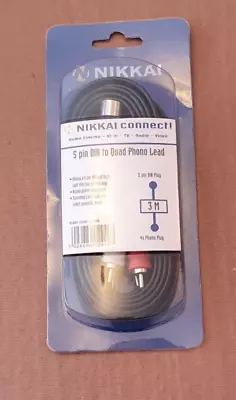 NIKKAI CONNECT 5 Pin DIN To Quad Phono Lead New Unused • £5