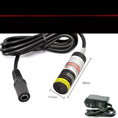 Focusable 650nm 10mW Red Laser Line Module  Diode 14.5x48mm W/5V Adapter • £19.80