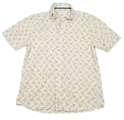 Johnnie O Hangin Out Button Down Shirt Mens Small Flamingo Print ~ Hawaiian EUC • $7.99