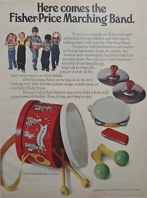 1980 Vintage Fisher Price Marching Band Toys Ad Music Symbols Harmonica Drums  • $5.99