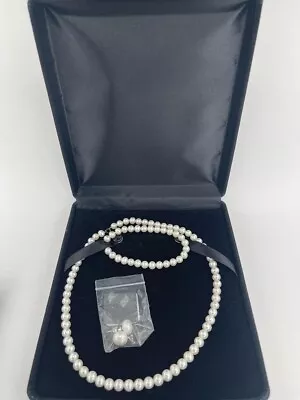 Cultured Pearl 9-10 MM Necklace Bracelet & FWP Button Earrings W/ Box • $29.99