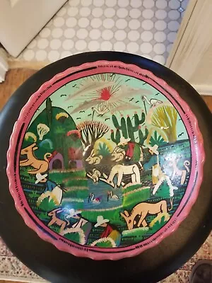 Colorful Mexican Pottery Three Footed Bowl Hand Painted 7 1/2  • $11