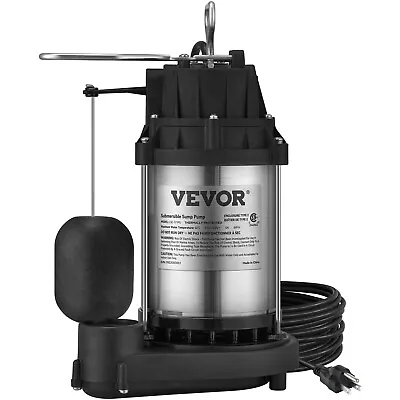 VEVOR Submersible Sump Pump Water Pump 1/2 HP 4320GPH Cast Iron Steel Basement • $93.89