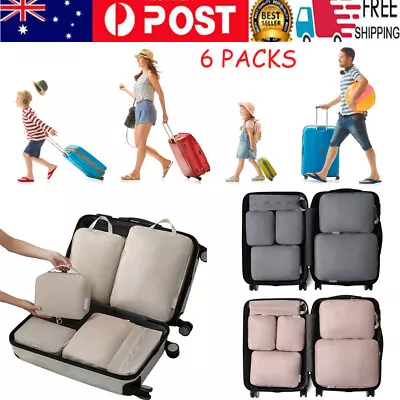 6x Compression Packing Cubes Storage Travel Luggage Bags Organizer Business Trip • $5.65