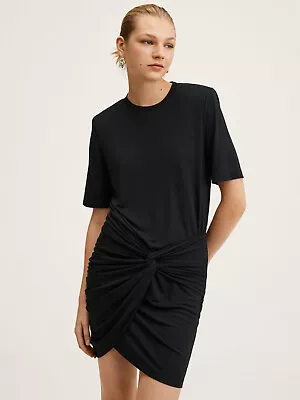 Mango Wrap Black Skirt T-Shirt Dress Size XS **** V474 • £11.50