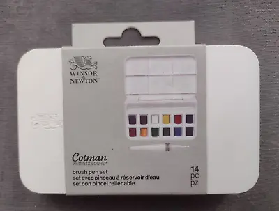 £9.99 • Buy Winsor & Newton Cotman Watercolour Half Pan & Brush Pen Set 14 Pc