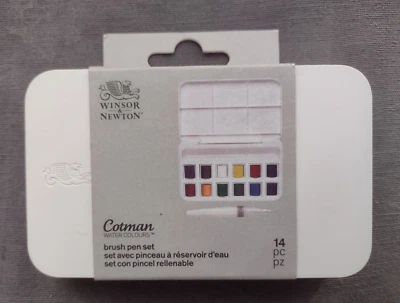 £9.99 • Buy Winsor & Newton Cotman Watercolour Half Pan & Brush Pen Set 14 Pc