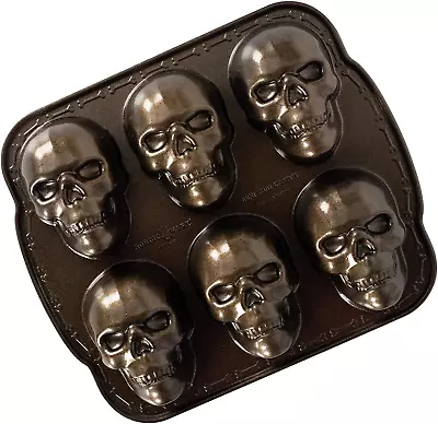 Halloween Bakeware Haunted Skull Cakelet Pan Bronze • $36.74