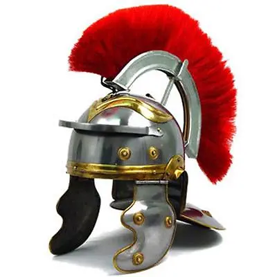 Roman IMPERIAL Gallic Centurion Helmet Italic Red Plume 18ga STEEL General • $69.95