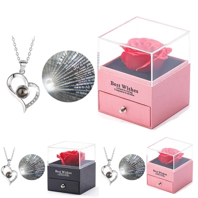 $18.29 • Buy Valentines Gifts For Her Eternal Rose With I Love You Necklace 100 Language 
