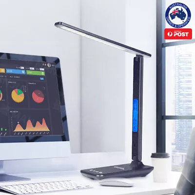 SESO LED Desk Lamp Light Rechargeable With Digital Clock Touch Dimmable Calendar • $39.95