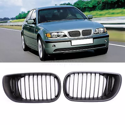 Kidney Grille Grill For BMW E46 02-05 4D Sedan 320i 323i 325i 328i Matte Black • $26.03