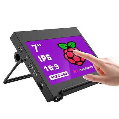 7  Raspberry Pi Monitor 1024X600 IPS Portable Touch Screen HDMI With Case Stand • £57.59
