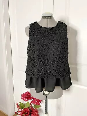 Black Venetian Lace Sleeveless Blouse • $24