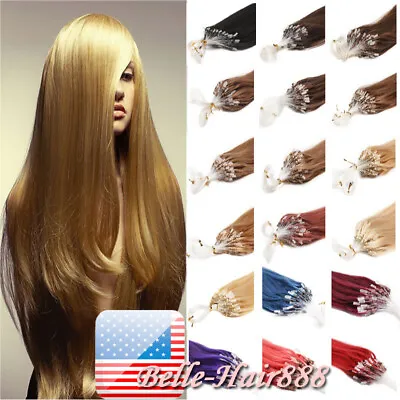  Micro Ring Beads Link Loop Remy Russian Human Hair Extensions Silky Straight US • $37.21