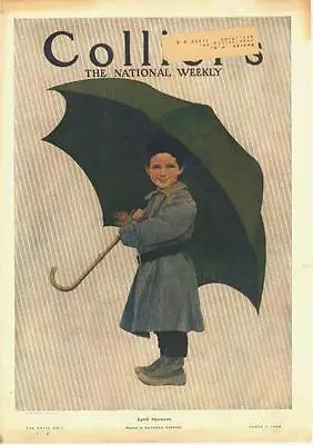 April Showers  -  Child With Umbrella  -  Maxfield Parrish  - Cover Only -  1909 • $69.95