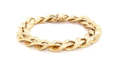 14kt Yellow Gold Italian Fancy Link Bracelet 7.5  Long 11.3 Mm Width 19 Grams • $1505