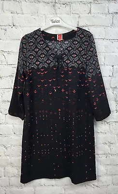 £7.99 • Buy MISS CAPTAIN Black & Red Printed Tunic Dress Size 40 Uk 12