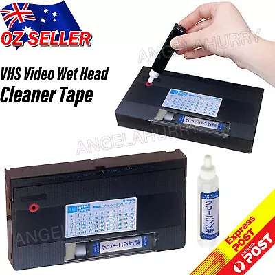 Video Head Cleaner Tape Cassette Wet System VCR VHS Player & Cleaning Fluid NEW • $14.98