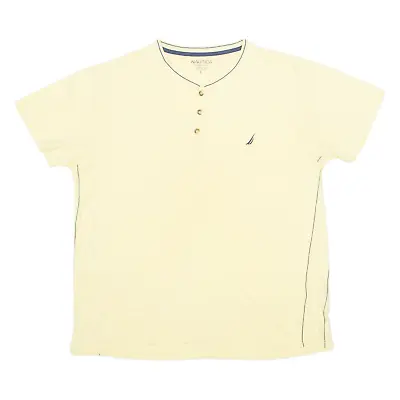 NAUTICA Sleepwear Mens T-Shirt Yellow Button Neck L • £6.99