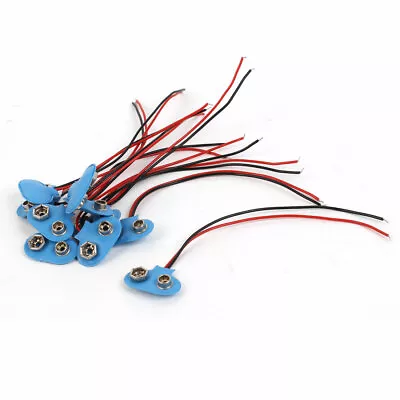 10Pcs Blue Faux Leather Housing Wired Clip Connector For 9V Battery • $19.06