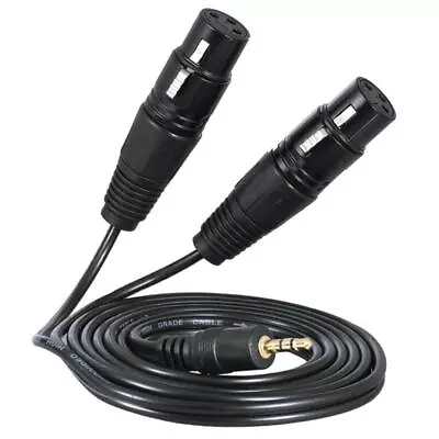 3.5mm TRS Male To Dual XLR Female Balanced Interconnect Audio Cable Microphone • £8.06