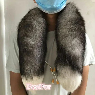 $22.50 • Buy 31 -35  Real Fox Fur Tail Scarf Collar Scarves Shawl Stole Wrap Cosplay Toys
