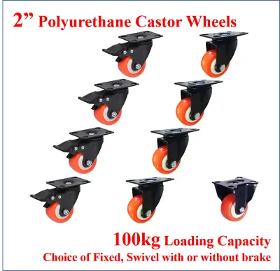 2  Polyurethane Castor Caster Wheels Heavy Duty 100kg Loading Bench Table • $9.80