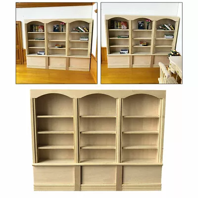 1/12 Wooden Dollhouse Mini Furniture Library Display Bookcase Bookshelf Cabinet • $18.75