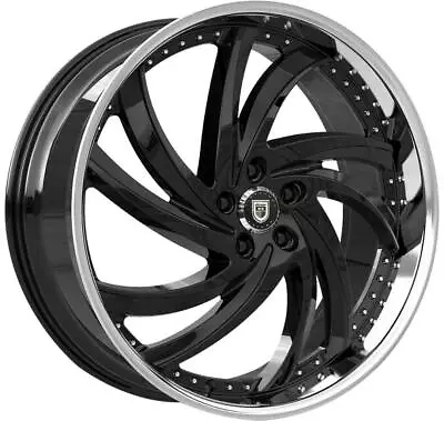 24 Inch 24x10 Lexani TURBINE Gloss Black SS LIP Wheels Rims 5x4.5 5x114.3 +15 • $3044.24