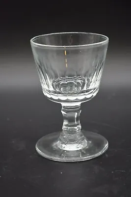 19th Century Pittsburgh Glassworks W Monogram Panel Cut 3 3/4  Wine Goblet • $59.50