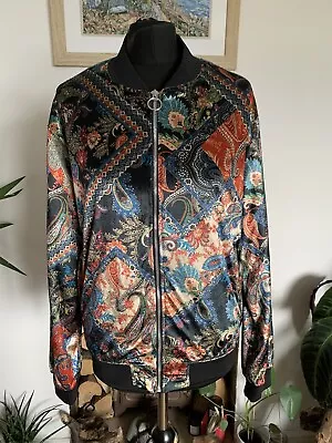 Rare ZARA MAN Velvet Paisley Bomber Jacket Top - Size M - Multicolour Mens • $49.73
