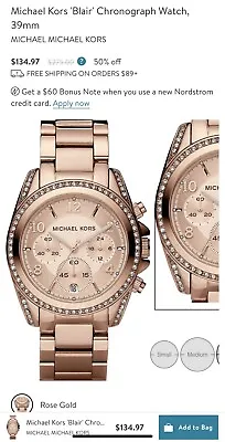 Michael Kors Blair Glitz MK5263 Wrist Watch For Women • $98.99