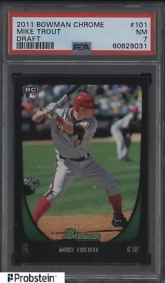 2011 Bowman Draft #101 Mike Trout Angels RC Rookie PSA 7 NM • $10.50