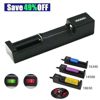 Universal USB Dual Slot Battery Charger For 3.7-4.2V 16340 14500 26650 Li-ion UK • £2.93