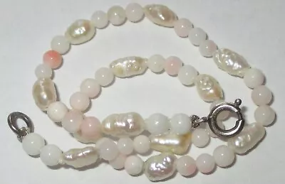 Vintage Genuine Angel Skin Coral Pearl Bead Bracelet Sterling Silver Clasp • $19.99