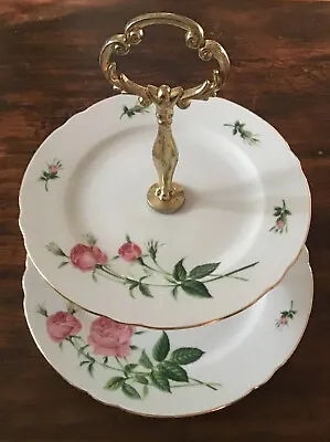 Vintage Christineholm Rose Porcelain 2 Tier Server Germany Easter Spring Tea • $22