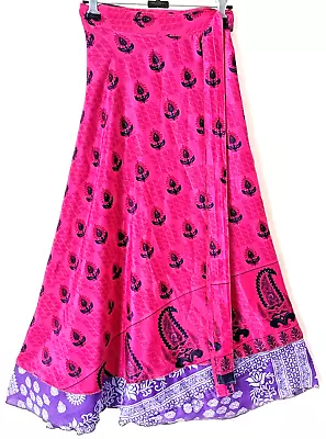 Vintage Sari Magic Wrap Skirt  Moulticolor Bohemian  Hippie  Skirt • $39.04