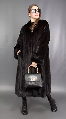 3478 Superior Real Saga Mink Coat Fur Swinger Very Long Beautiful Look Size Xl • $1