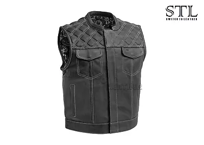 Upside Men's Motorcycle Leather Vest Men's Motorbike Fashion Leather Vest • $135