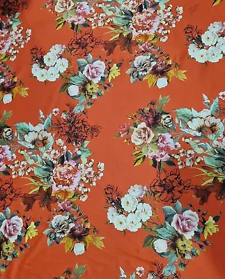 3 Metres Cotton Lycra Jersey Stretch Floral Print Dress Fabric 60  Wide • £12.99