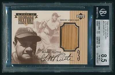1999 Upper Deck A Piece Of History Babe Ruth GU Bat - BGS 8.5 NM-MT+ [~350 Made] • $2400