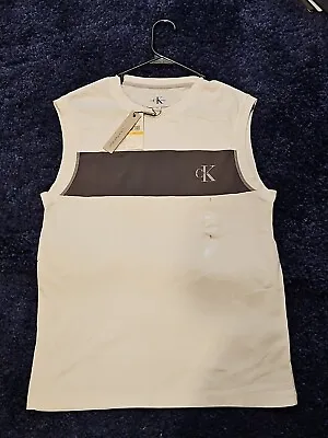 Calvin Klein CK Jeans Mens Logo Crewneck Tank Top White Size Small S NWT  • $9.99