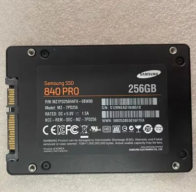 Samsung 256GB SSD 840 Pro 2.5 6Gbps MZ7PD256HAFV MZ-7PD256 Solid State Drive • £29.64