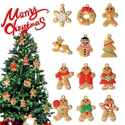 6Pcs Mini Gingerbread Man Christmas Decorations Snowman Chrismas Tree Pendant TK • $9.16