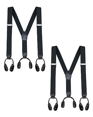 Buyless Fashion Button End 2 Pack Suspender Men 48  Adjustable Straps 1 1/4  - Y • $20.97