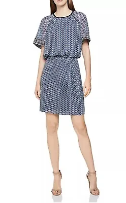 Reiss Women’s Heidi Diamond Print Dress Size US 0 UK 4 • $69.50