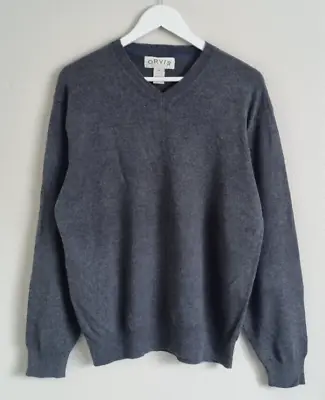 Orvis Sweater Jumper Mens Size Medium M Grey Cotton Long Sleeved Elbow Patch • £17.95