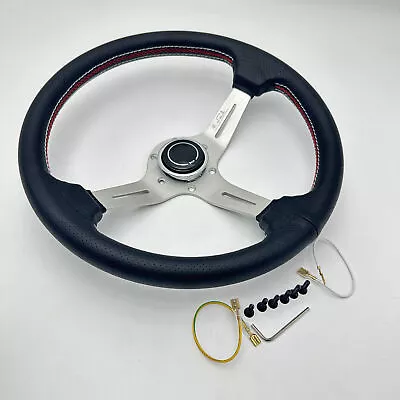 Deep Dish Corn Racing 350mm Black Leather Type A Horn Steering Wheel For Nardi • $74.88