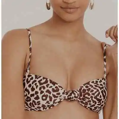 NEW J Crew Size M Medium Knot Bandeau Bikini Swim Top Leopard Print  • $24.95